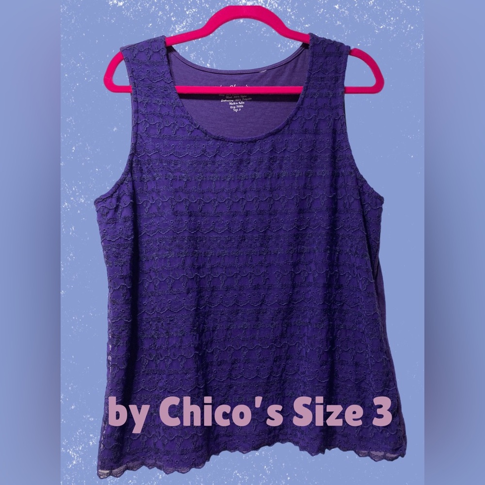 by Chico’s Size 3 Textured Tank Top Purple EUC No stains/holes P4101